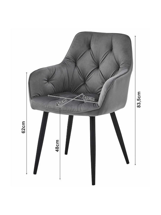 Jork Καρέκλα Κουζίνας Βελούδινη Black Velvet 60x50x50εκ.
