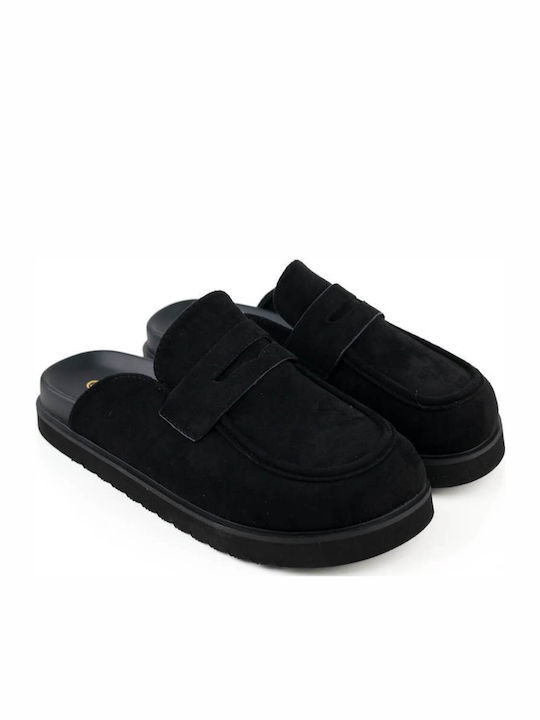 Μαύρα Suede Loafers Sport Πλατφόρμα