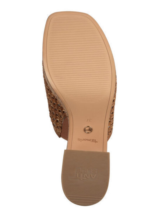 Mules with Chunky High Heel in Tabac Brown Color