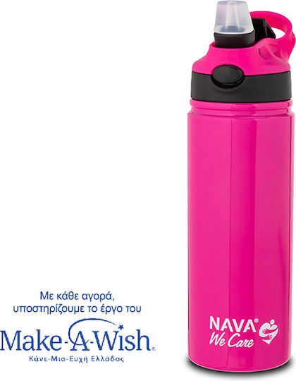 Nava "we Care" Thermos Bottle Stainless Steel 500ml Magenta With Straw