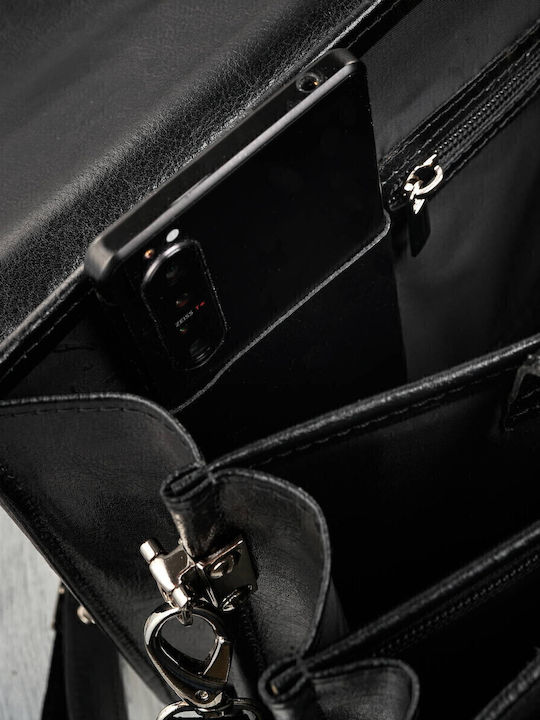 Leder Herrentasche Geldbörse Schwarz