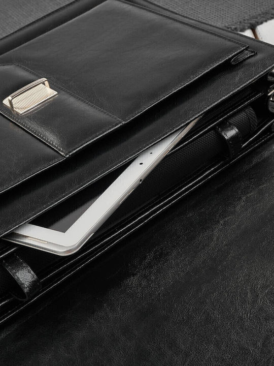 Leder Herrentasche Geldbörse Schwarz