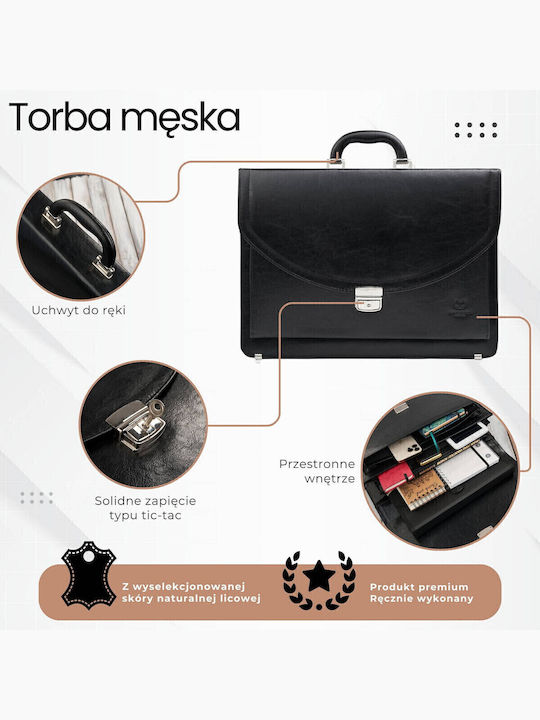 Leder Herrentasche Geldbörse Schwarz