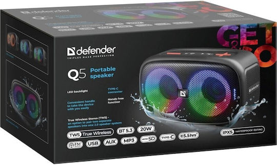Defender Ηχείο Bluetooth 20W με Ραδιόφωνο και Διάρκεια Μπαταρίας έως 8 ώρες Μαύρο
