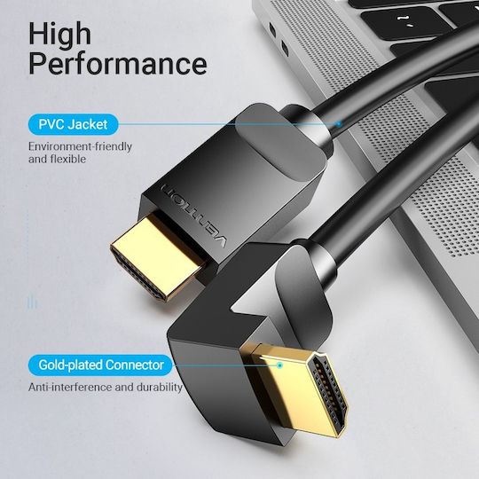 Vention HDMI 2.0 Premium High Speed 4K 60Hz HDR Angle Cable HDMI male - HDMI male 1m Μαύρο