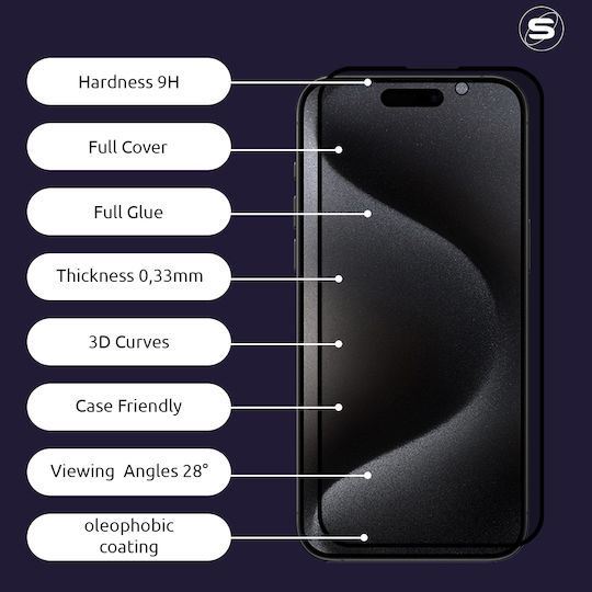 Sonique 3D 0.33mm Full Glue Privacy Tempered Glass Μαύρο (Redmi Note 10 Pro)