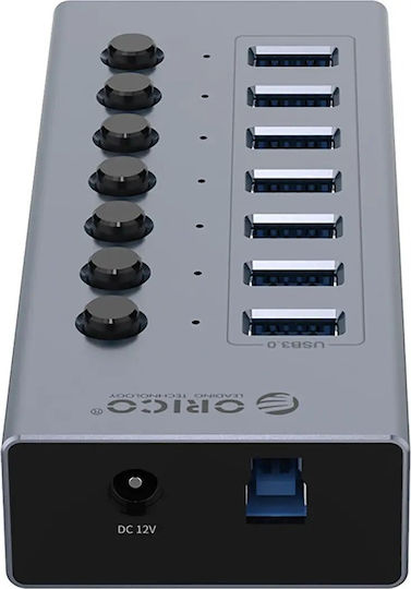 Orico EU Хъб 7 Порта USB 3.0 с Връзка USB-A Сив