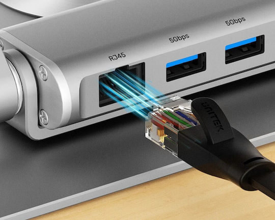 Unitek USB-C Docking Station με HDMI 4K PD Ethernet Ασημί (D1109B01)