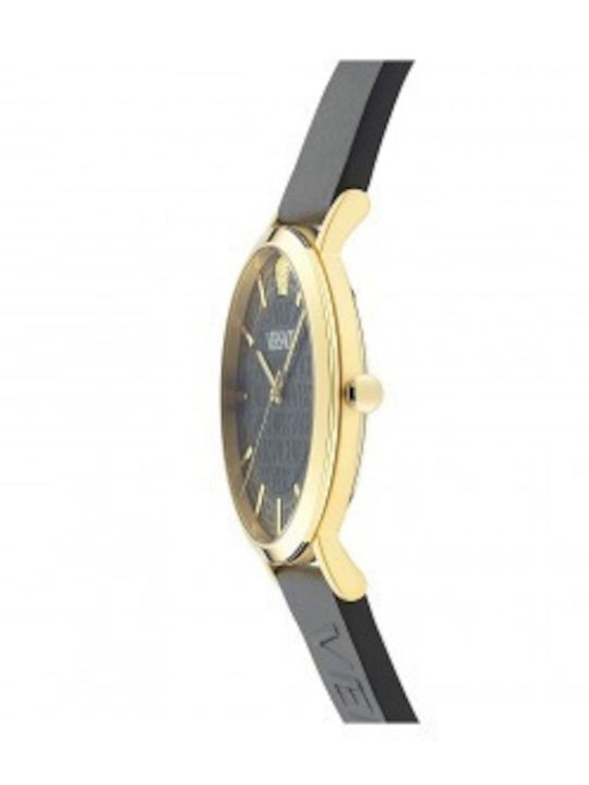 Versace Greca Slim Herrenuhr Batterie mit Schwarz Kautschukarmband