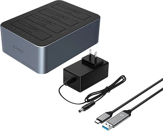 Orico Dockingstation für 4 Festplatten SATA 2.5" / 3.5" mit USB-C / USB 3.2 Verbindung (ORICO-6646C3-C-EU-GY-BP-HU)