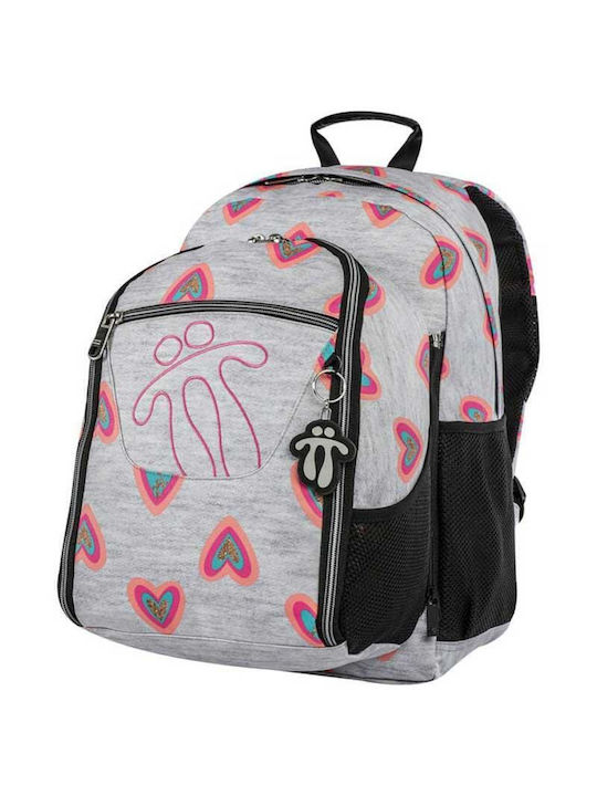 Totto Hearts School Bag Backpack Elementary Grey