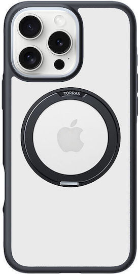 Torras Ostand Back Cover Σιλικόνης Μαύρο (iPhone 16 Pro)