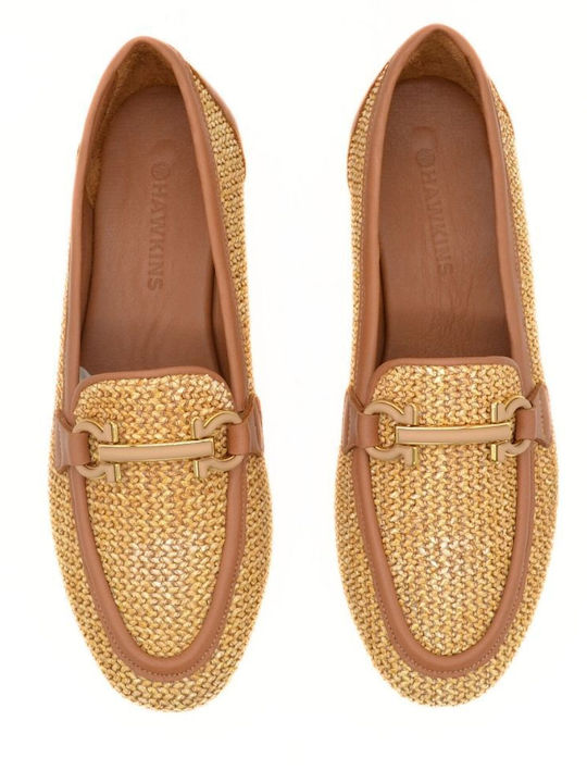 Δερμάτινα Γυναικεία Loafers σε Μπεζ Χρώμα