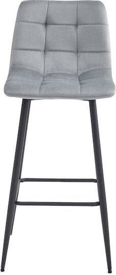 Scaune Bar cu spătar Tapițat cu Catifea Arceto Silver-gray 2buc 55x60x60buc