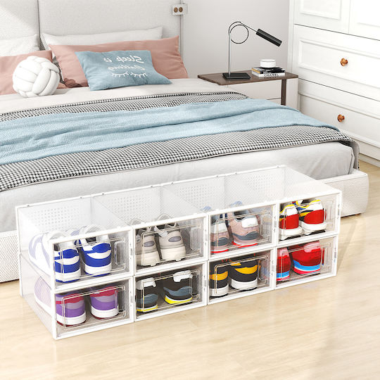 Bakaji Plastic Storage Box with Lid Transparent 33.5x23x14.5cm 12pcs