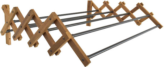 Sepio Folding Wall Clothes Drying Rack Wooden with Hanging Length 4.8m