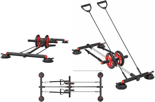 Galifas Abdominal Wheel Black with Mat & Resistance Bands Multifunctional 6-in-1