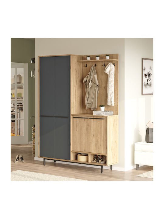 Cloat Entry Furniture with Hanger & Shoe Rack Natural-anthracite 147.4x35.5x195.6cm