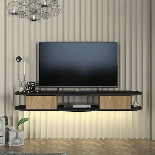 TV-Ständer Perk mit LED-Beleuchtung Anthrazit - Sepet Eiche M150xT35xH19.2cm GP042-0309
