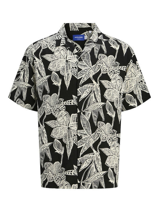 Short-sleeved Shirt in Wide Line Black