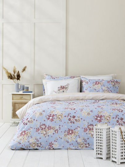 Nima Set Übergröße 4Stück 220x260cm Blume Light Blue, Salmon