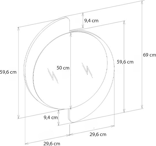 Megapap Sevilla Wandspiegel mit Braun Hölzernes Rahmen Durchmesser 59.2cm 1Stück