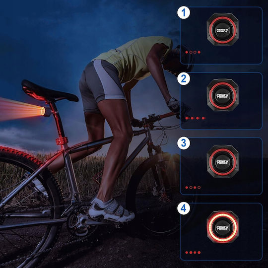 Smart Anti-theft Alarm Renew Force Bicycle Motorcycle Scooter 4 In 1 Rear Stop Wireless Remote Brake Sensor 3 Alarm Sounds Usb Rechargeable 4.5 X 4.5 X 3 Cm Black