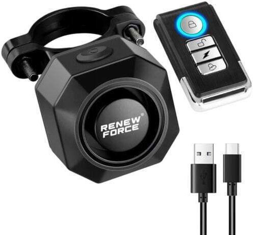 Smart Anti-theft Alarm Renew Force Bicycle Motorcycle Scooter 4 In 1 Rear Stop Wireless Remote Brake Sensor 3 Alarm Sounds Usb Rechargeable 4.5 X 4.5 X 3 Cm Black