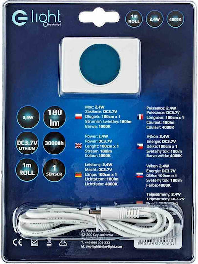 Eko Light Ταινία LED Μπαταρίας Φυσικό Λευκό Φως 1m