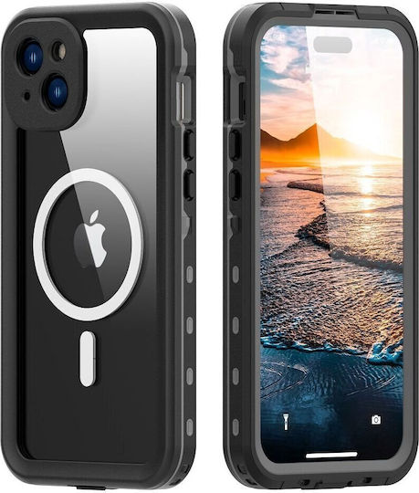 С пълно покритие (360°) Силикон / Пластмаса 1.5мм Водоустойчив Черен (iPhone 15 Plus)