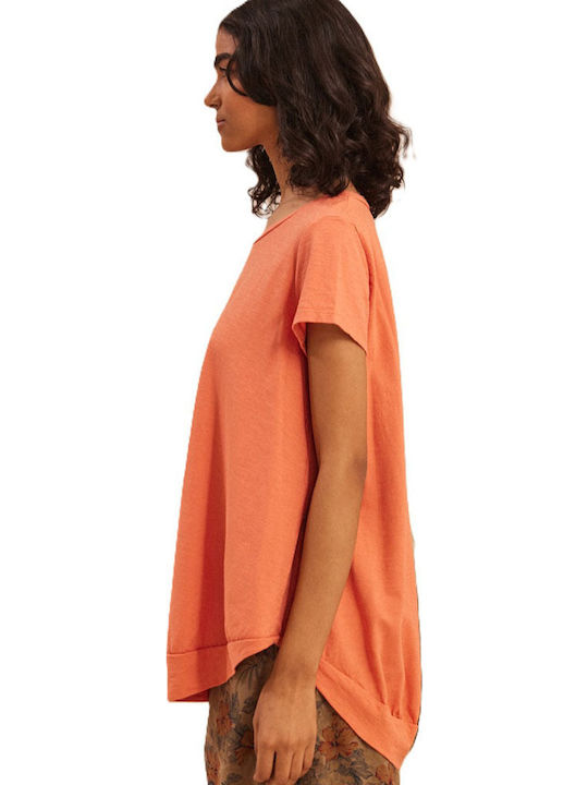 Damen Bluse Baumwolle Coral