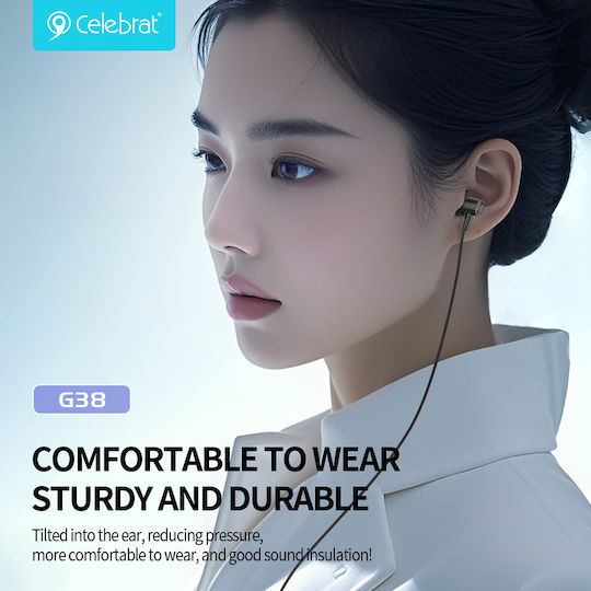 Celebrat G38 In-ear Handsfree Ακουστικά με Βύσμα USB-C Μαύρο