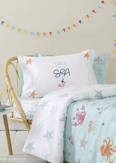 Nima Single Set Me To The Sea Turquoise White 170x255cm Nima Single Set Me To The Sea Turquoise White 170x255cm