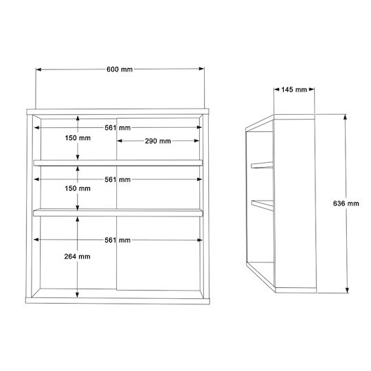 Pakketo Bagno Баня Кабинет Ширина60xДължина14.5xВисочина63.6см Сив
