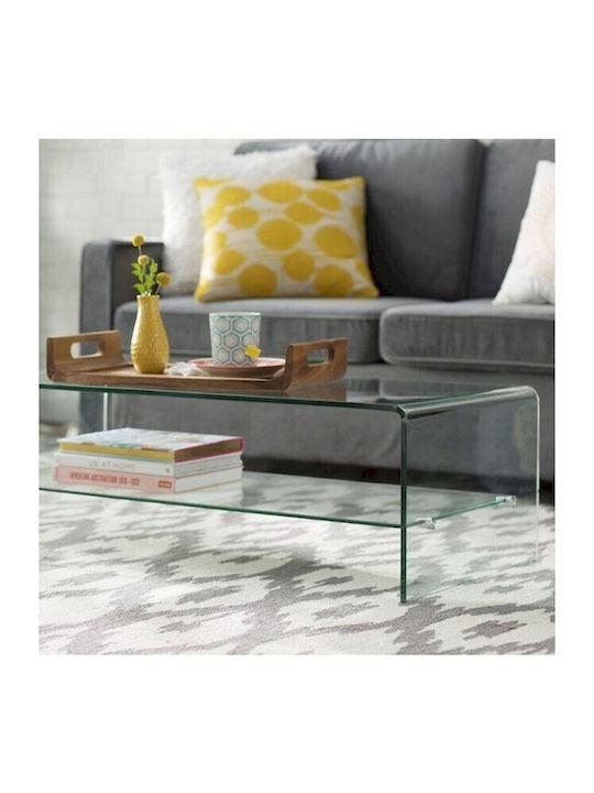 Ορθογώνιο Κεντρικό Τραπεζάκι Crystal Shelf Γυάλινο Γυαλί Μ100xΠ50xΥ43εκ.