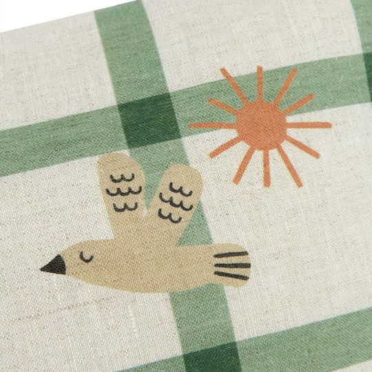 Vibes Rectangular Pillow Green Windowpane Bird 44x25 M