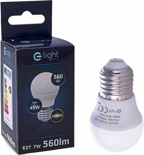 Eko Light Λάμπα LED 7W για Ντουί E27 και Σχήμα G45 Θερμό Λευκό