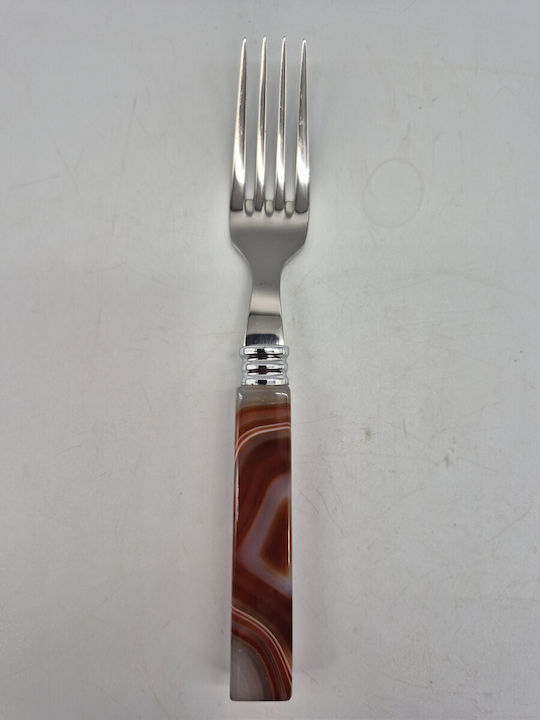 Besteckset aus Edelstahl mit braunem Achatgriff
