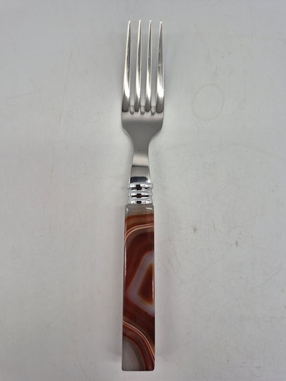 Besteckset aus Edelstahl mit braunem Achatgriff