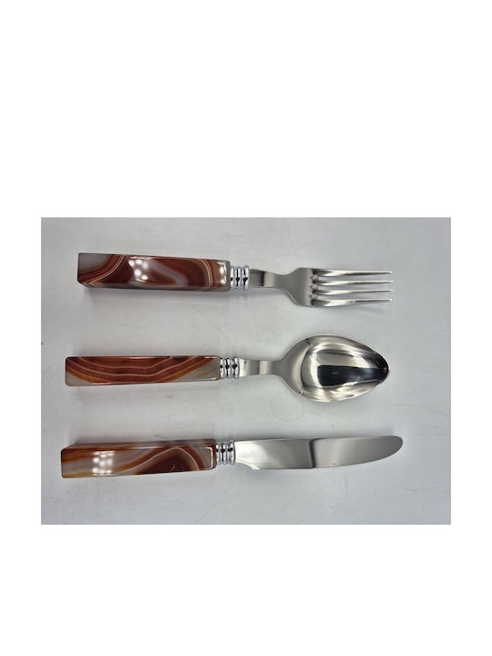 Besteckset aus Edelstahl mit braunem Achatgriff
