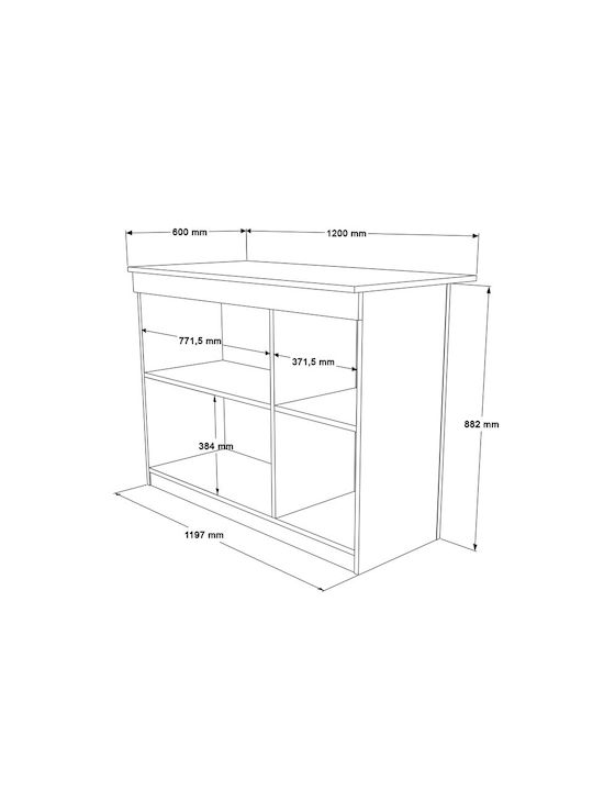 Kogile Table Kitchen Wooden White 120x60x88.2cm