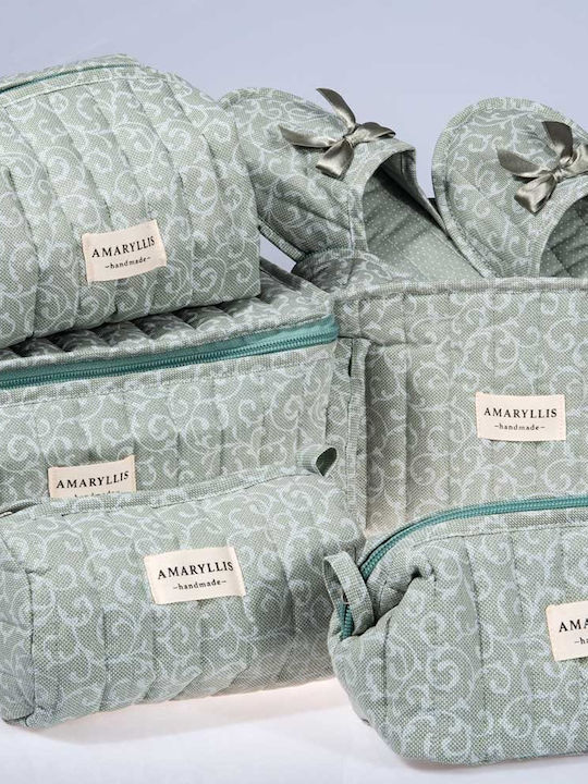 Handmade Toiletry Bag Amaryllis Mint Paisley Zipper
