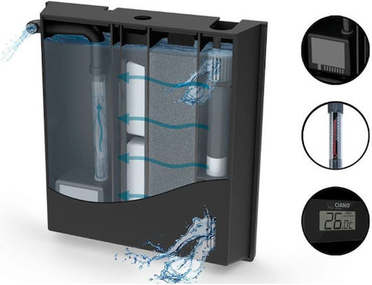 Ciano Aqua 60 Ενυδρείο Ψαριών Χωρητικότητας 58lt με Φωτισμό, Θερμαντήρα, Κυκλοφορητή, Φίλτρο, 60x30x33.5εκ. Μαύρο