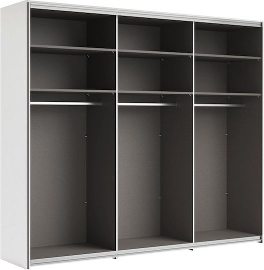Ușă dublă Dulap de Haine Glisare Ontario White + Black 300x64x225cm