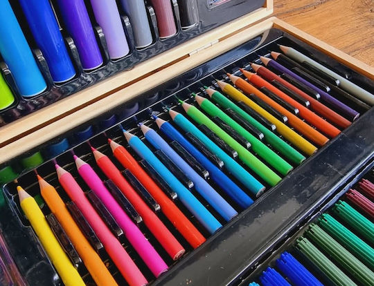 Painting Set in Case Painting Set with Wooden Case 47.8x27.5x4.5cm 179cm 47.8x27.5cm 179pcs