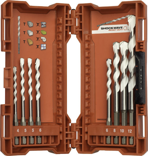 Milwaukee Set of 8 1/4" Diamond Drills Carbide with Hexagonal Shank for Masonry, Metal, Wood, Glass, Tiles and Drywall