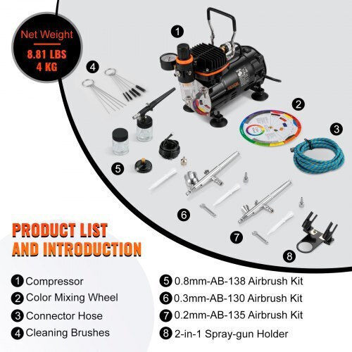 Vevor Airbrush Set Compressor Professional Use Jcbtzogmm9mof3d7ev2