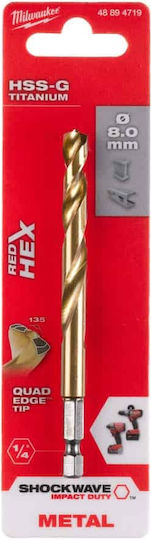 Milwaukee Shockwave Drill Titanium with Hexagonal Shank for Metal 8x111mm