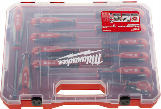 Milwaukee Set 12 Magnetic Screwdrivers with 12 Interchangeable Tips