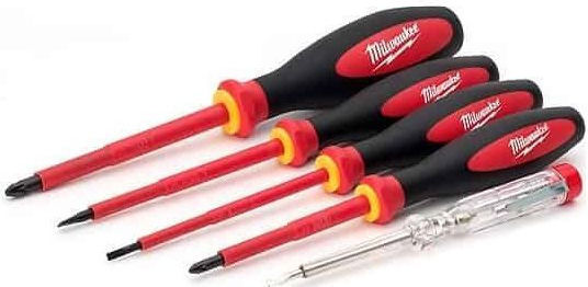 Milwaukee Set 5 Electrician VDE 1000V Screwdrivers with 5 Interchangeable Tips